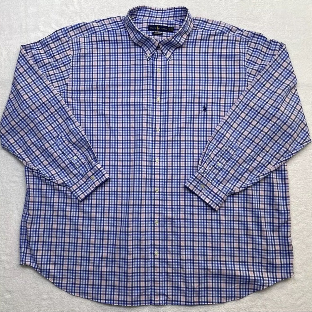 Polo Ralph Lauren Men Performance Pink Navy Plaid Check Button Down Shirt 4XB!